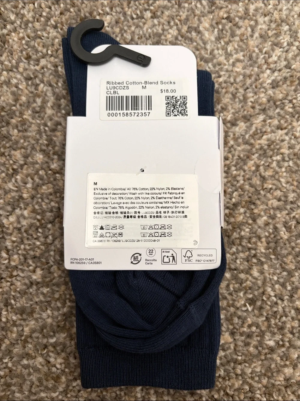 lululemon athletica Ribbed Crew Socks - Dark Navy